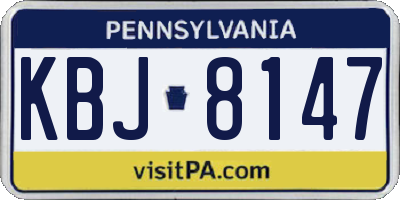 PA license plate KBJ8147