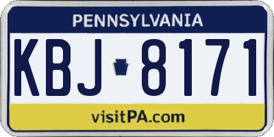 PA license plate KBJ8171