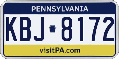 PA license plate KBJ8172