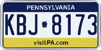 PA license plate KBJ8173