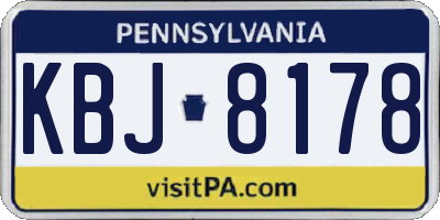 PA license plate KBJ8178