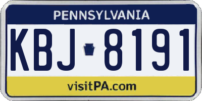 PA license plate KBJ8191