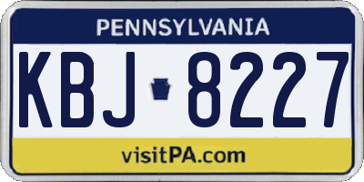 PA license plate KBJ8227