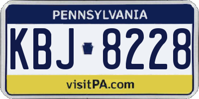 PA license plate KBJ8228
