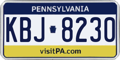 PA license plate KBJ8230