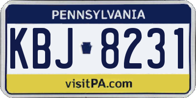 PA license plate KBJ8231