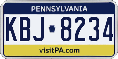 PA license plate KBJ8234