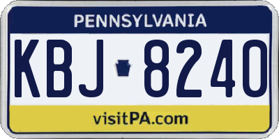PA license plate KBJ8240