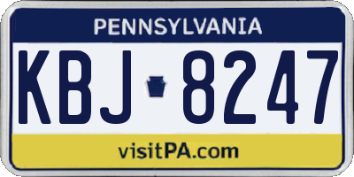 PA license plate KBJ8247