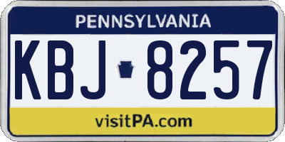 PA license plate KBJ8257