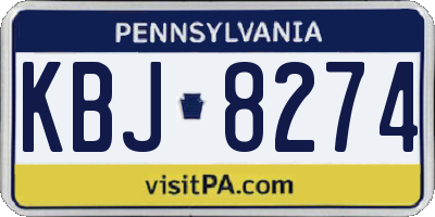 PA license plate KBJ8274