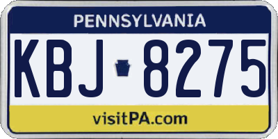 PA license plate KBJ8275