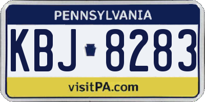 PA license plate KBJ8283