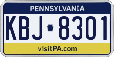 PA license plate KBJ8301