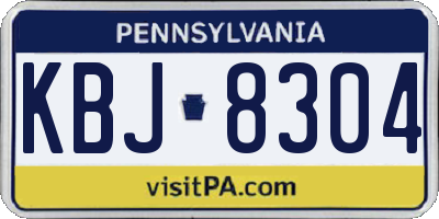 PA license plate KBJ8304