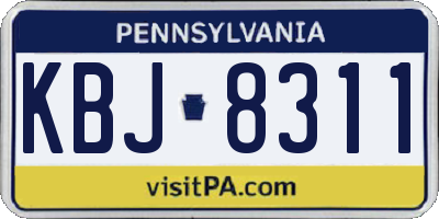 PA license plate KBJ8311