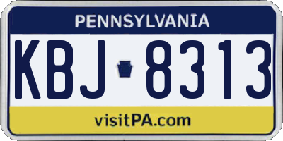 PA license plate KBJ8313
