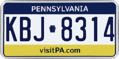 PA license plate KBJ8314