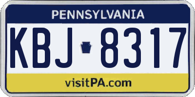 PA license plate KBJ8317