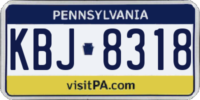 PA license plate KBJ8318