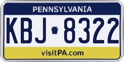 PA license plate KBJ8322
