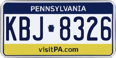 PA license plate KBJ8326