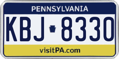PA license plate KBJ8330