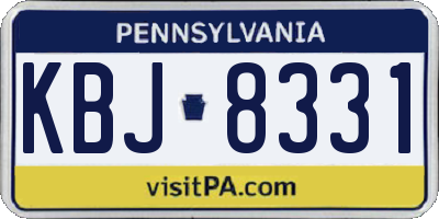 PA license plate KBJ8331