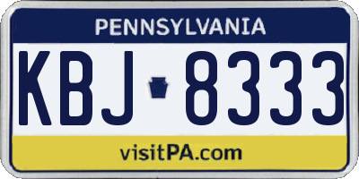 PA license plate KBJ8333