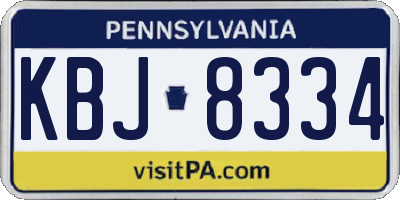 PA license plate KBJ8334