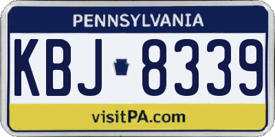 PA license plate KBJ8339