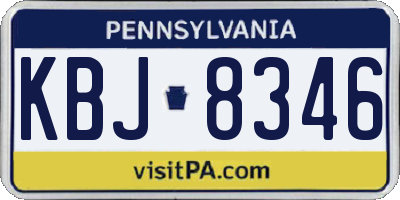 PA license plate KBJ8346