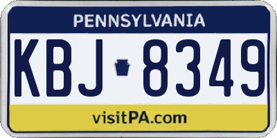PA license plate KBJ8349