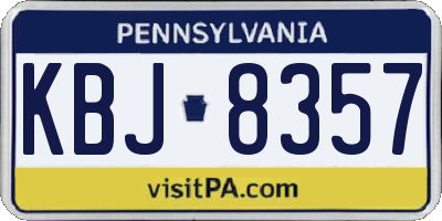 PA license plate KBJ8357