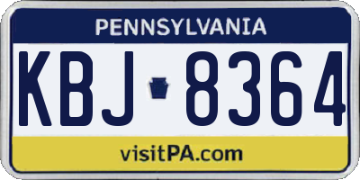PA license plate KBJ8364