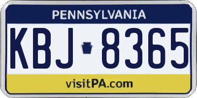 PA license plate KBJ8365