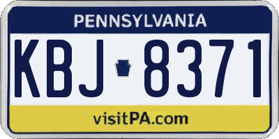 PA license plate KBJ8371
