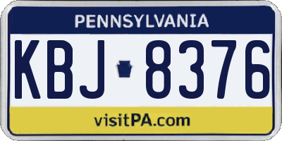 PA license plate KBJ8376
