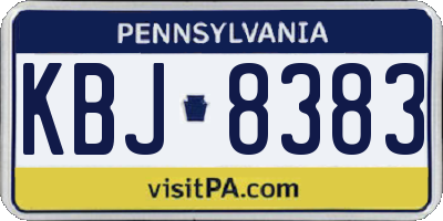 PA license plate KBJ8383