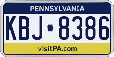 PA license plate KBJ8386