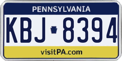 PA license plate KBJ8394