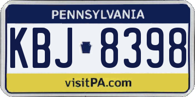 PA license plate KBJ8398