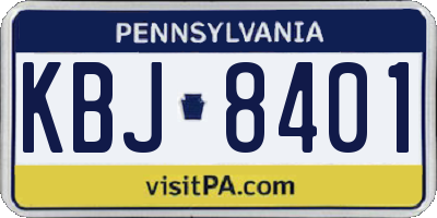 PA license plate KBJ8401