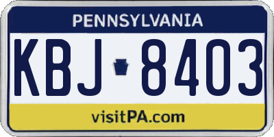 PA license plate KBJ8403