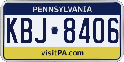 PA license plate KBJ8406
