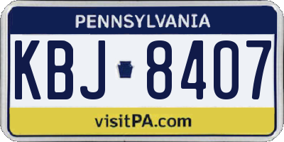 PA license plate KBJ8407