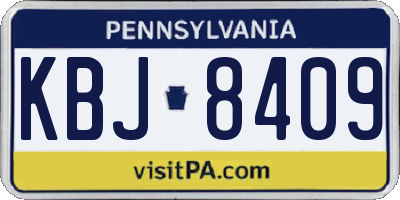 PA license plate KBJ8409