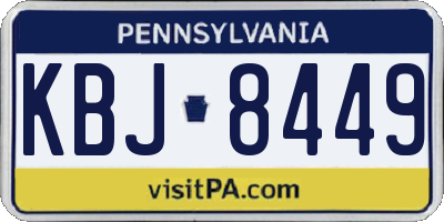 PA license plate KBJ8449