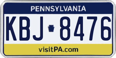 PA license plate KBJ8476