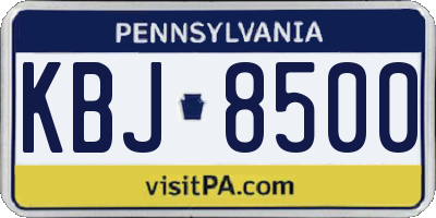 PA license plate KBJ8500